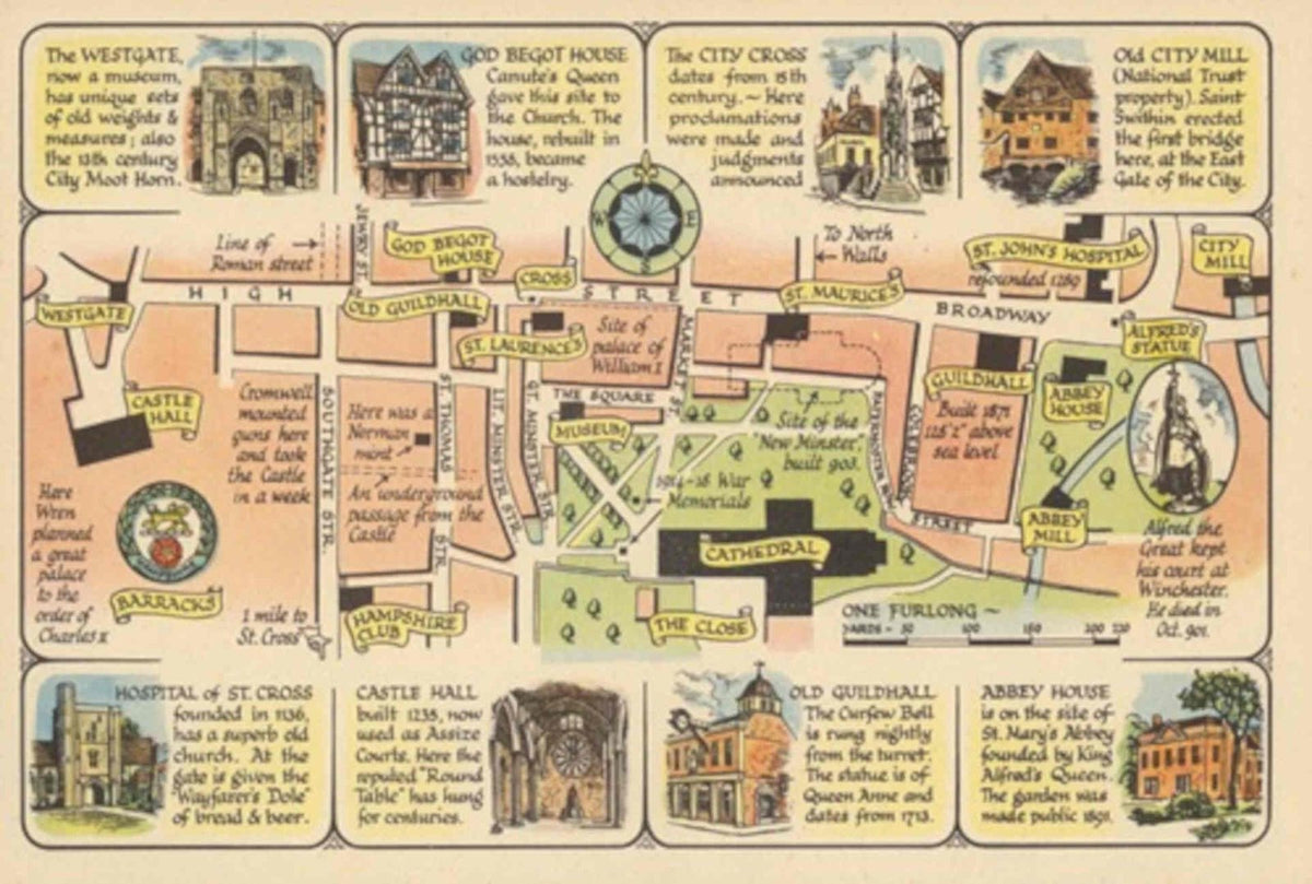 Winchester Map 1898 Vintage Retro Advert Poster