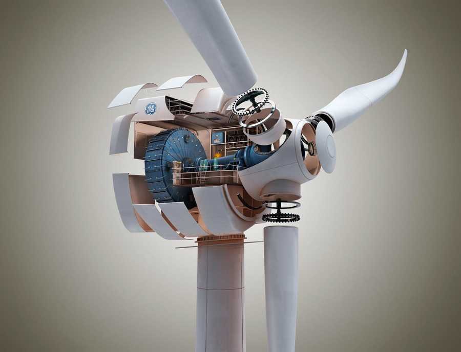 Wind turbine cutaway A4 Photo Print