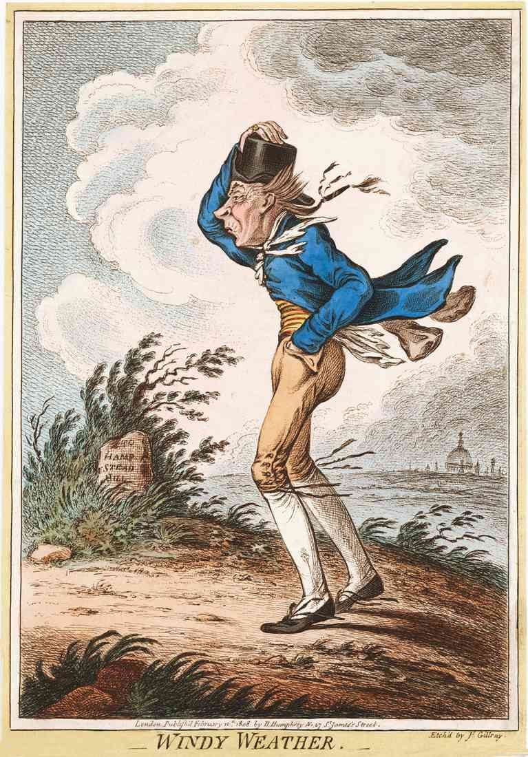 Windy Weather 1808 Vintage Cartoon Joke A4 Photo Print