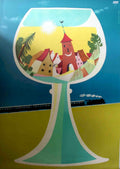 Wine Glass Village Vintage Retro Advert Poster A4 Photo Print
