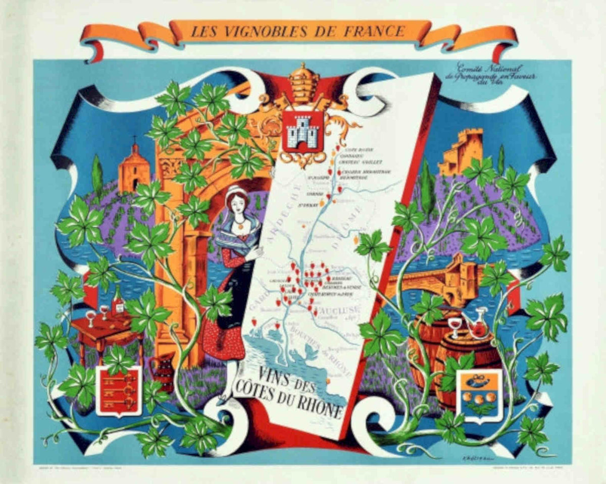 Wine Map France Vintage Retro Advert Poster A4 Photo Print