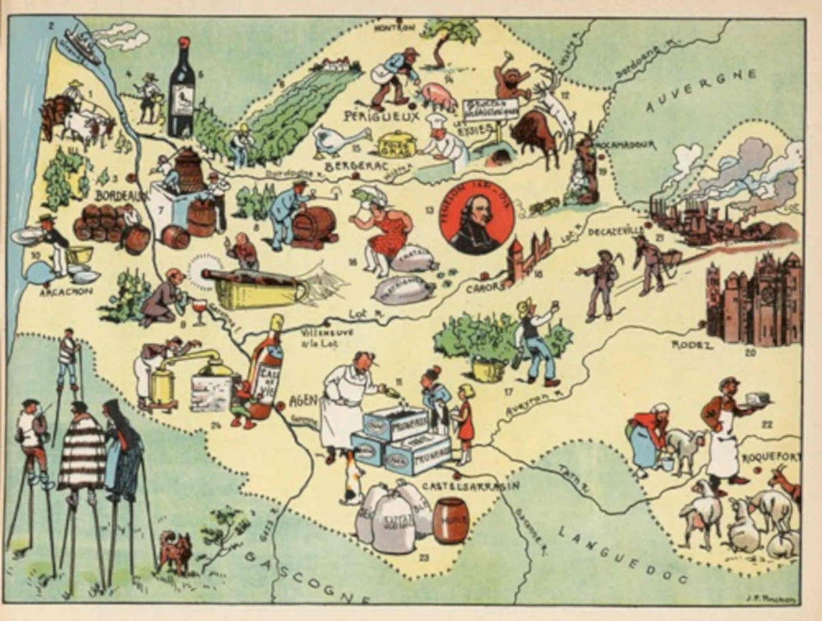Wine Regions France Vintage Retro Advert Poster