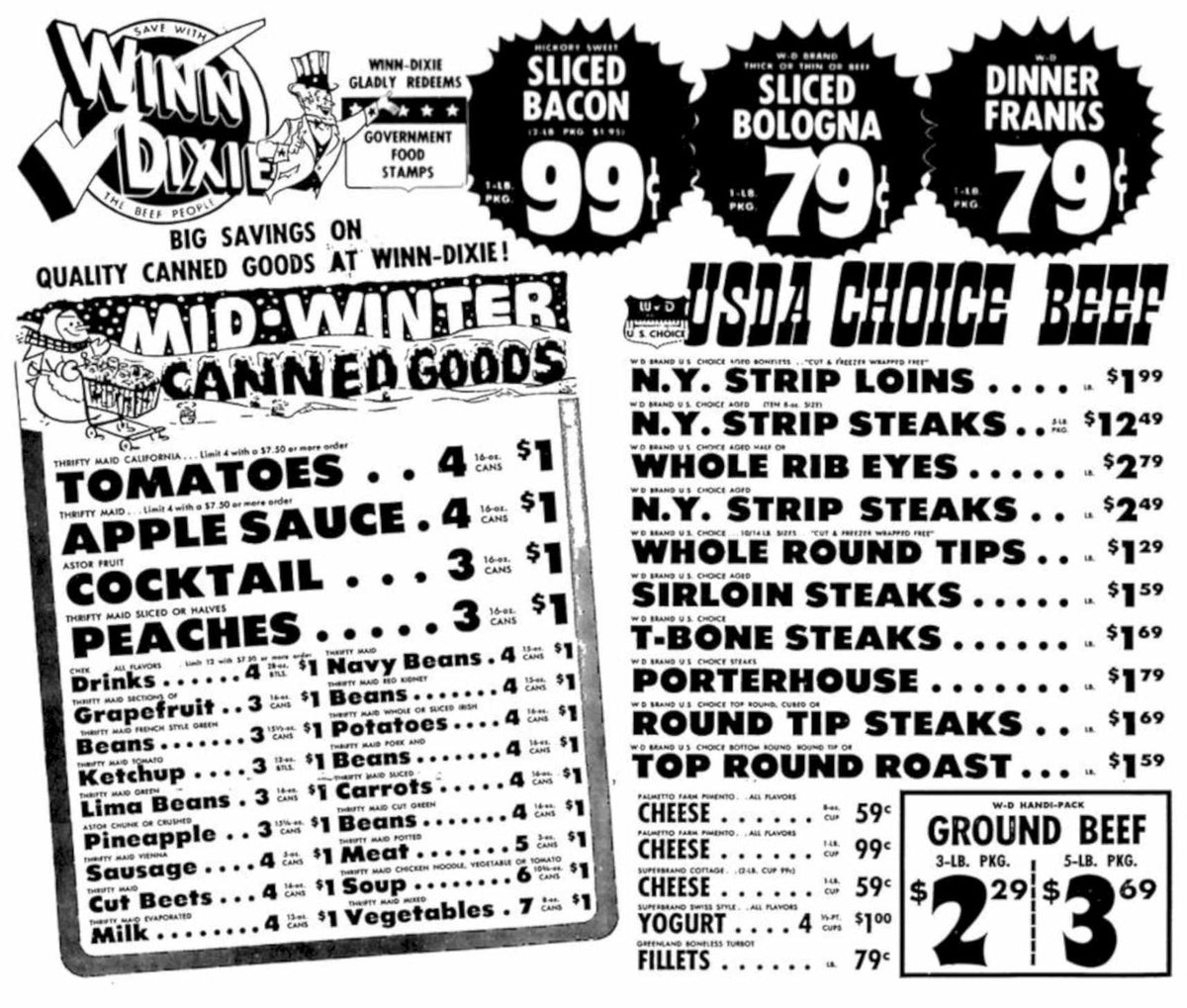 Winn Dixie 1968 Newspaper Vintage Retro Advert Poster