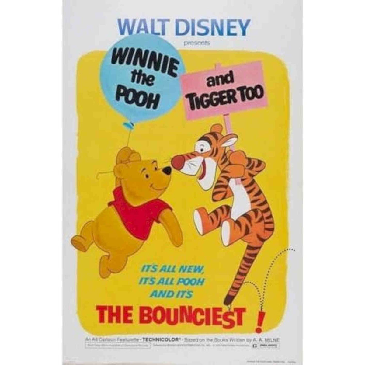 Winnie The Pooh And Tigger Too Movie Vi Vintage Retro Advert Poster A4 Photo Pr