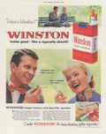 Winston Cigarette Men 1950s Vintage Retro Advert Poster