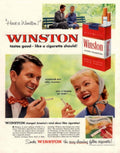 Winston Couple Smoke 1950s Vintage Retro Advert Poster