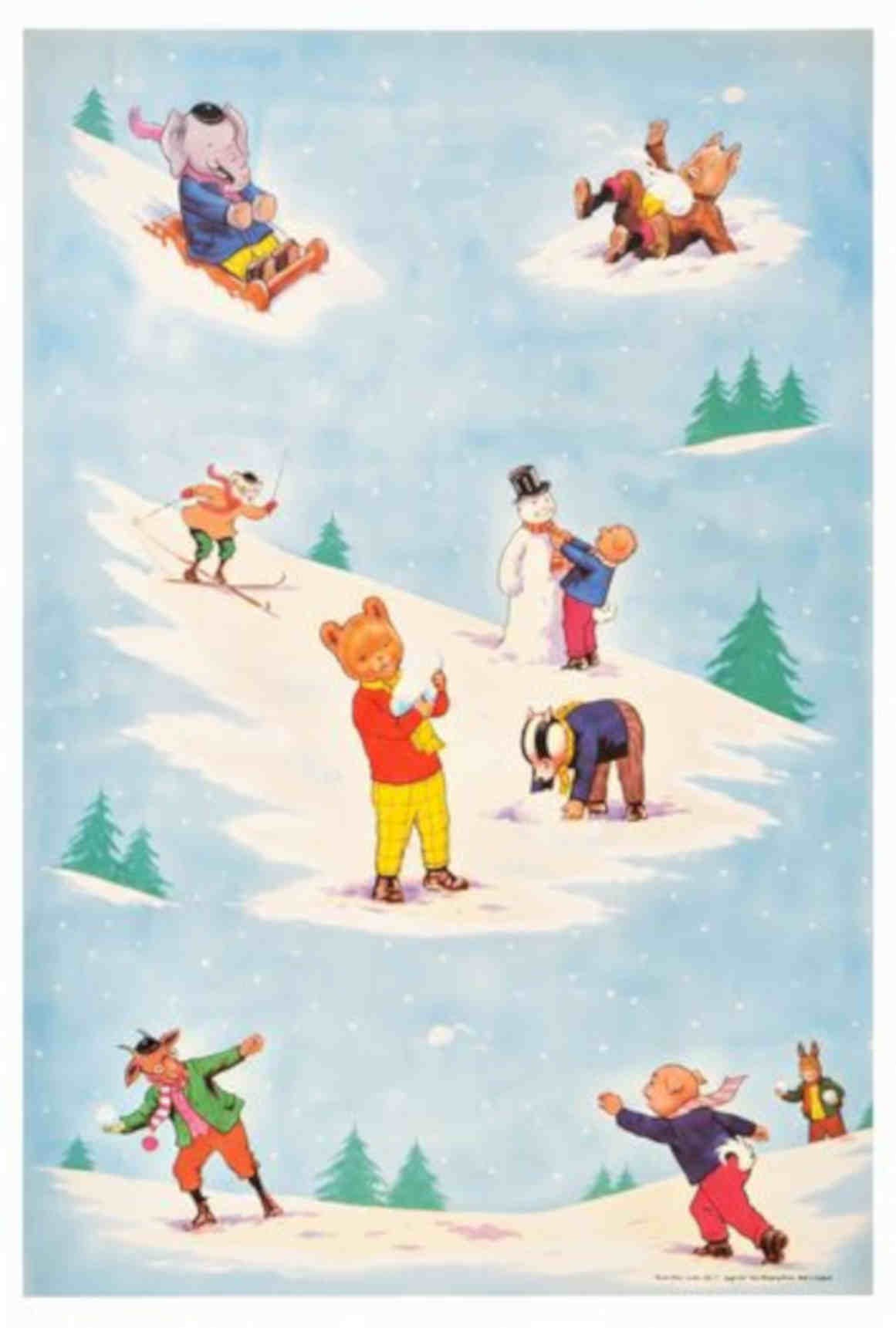 Winter Animals Snow Vintage Retro Advert Poster A4 Photo Print