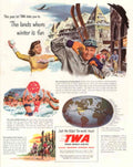 Winter Beach Travel 1940s Vintage Retro Advert Poster