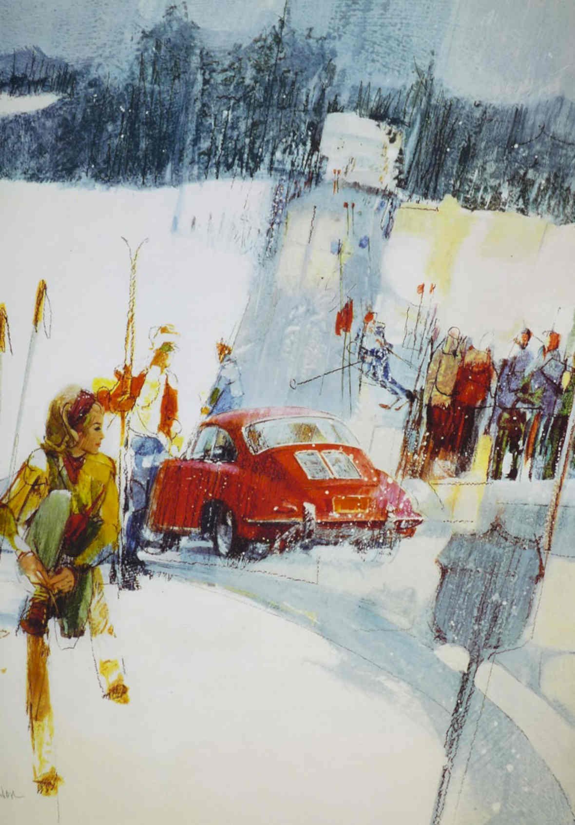 Winter Car Accident Vintage Retro Advert Poster A4 Photo Print