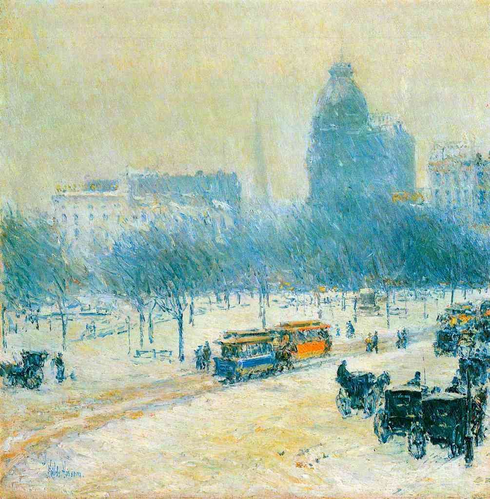 Winter In Union Square Hassam Impressionism American A4 Photo Print
