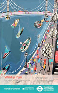 Winter River Boats Vintage Retro Advert Poster A4 Photo Print