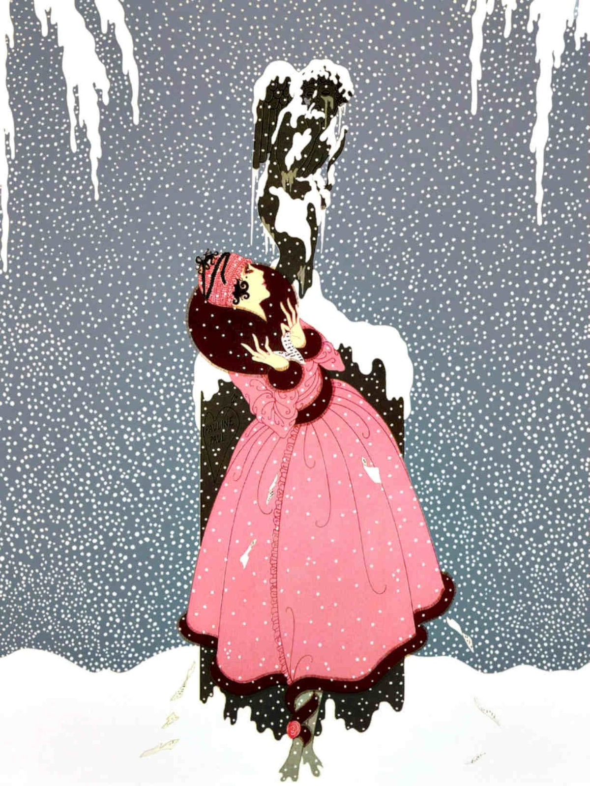 Winter Romance Pink Vintage Retro Advert Poster A4 Photo Print