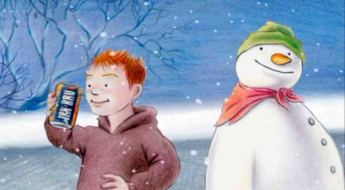 Winter Scene Snowman Vintage Retro Advert Poster A4 Photo Print