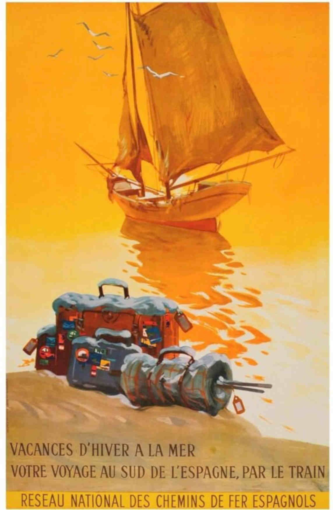 Winter Sea Sailboat Vintage Retro Advert Poster A4 Photo Print
