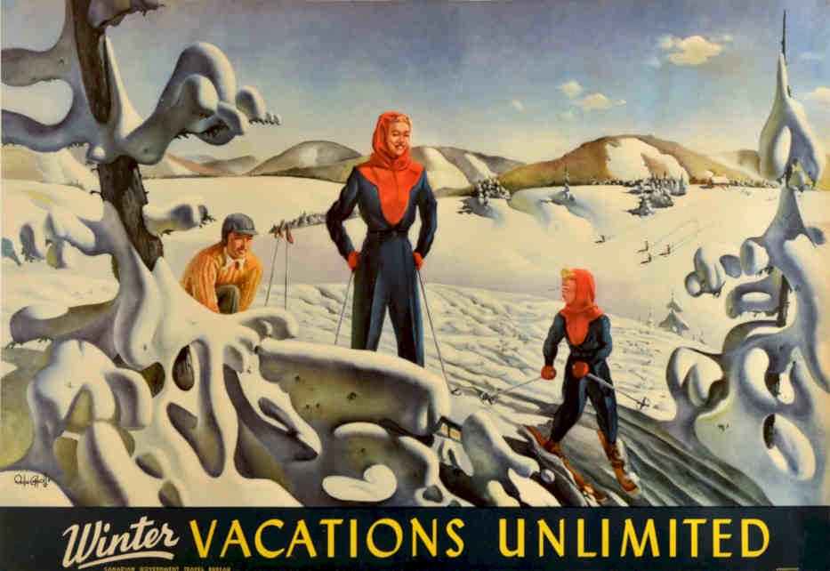 Winter Ski Vacation Vintage Retro Advert Poster A4 Photo Print