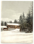 Winter scene with log structure Grisons Vintage A4 Photo Print