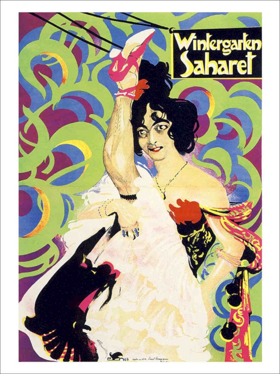 Wintergarten Saharet Ernst Neumann Vaudeville Poster 1903 Vintage Retro Advert 
