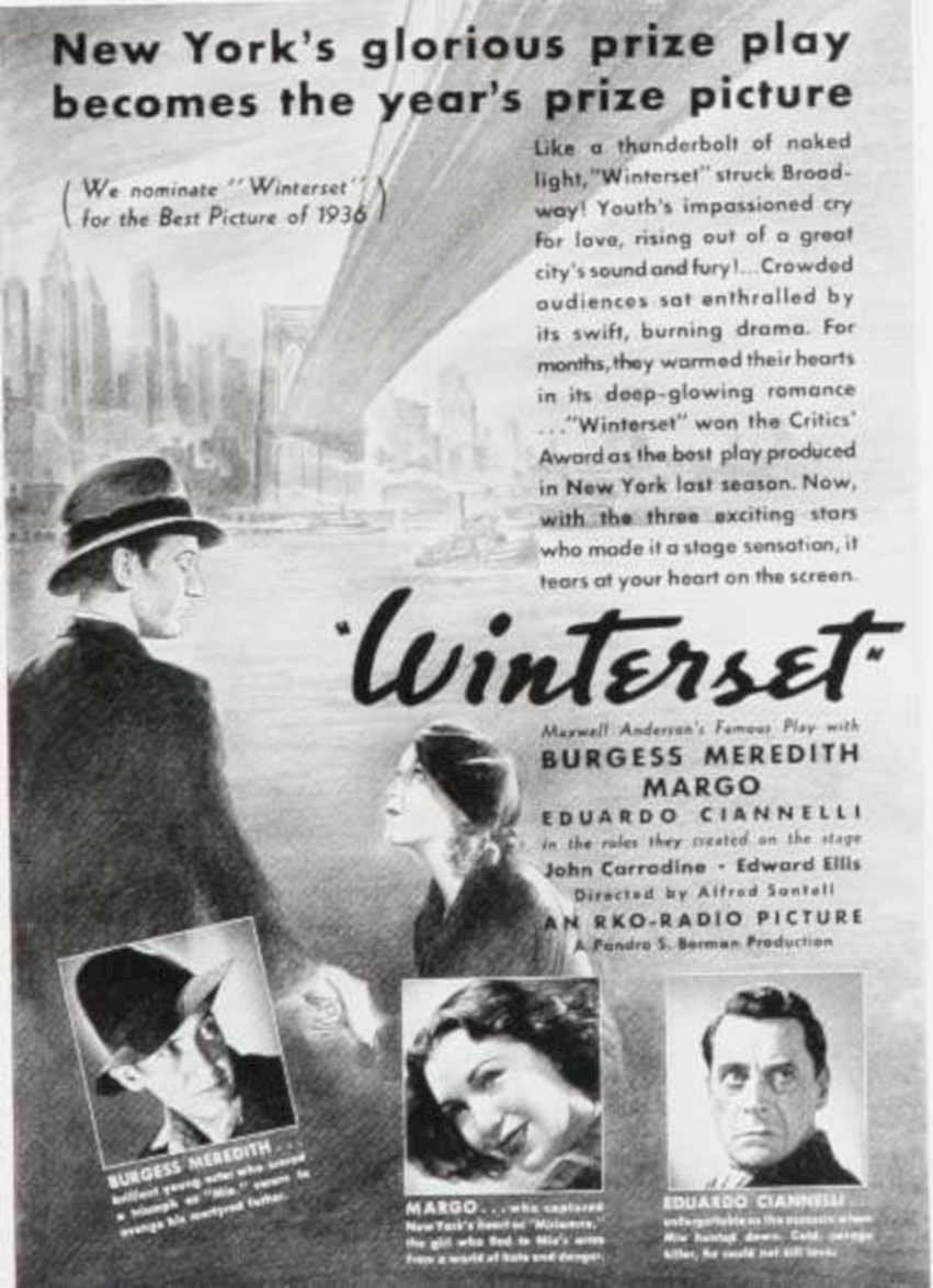 Winterset Play 1936 Vintage Retro Advert Ads A4 Photo Print