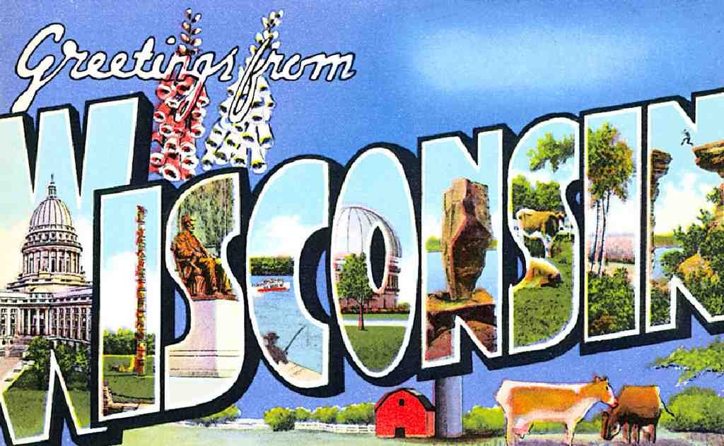 Wisconsin Luggage Label Vintage A4 Photo Print