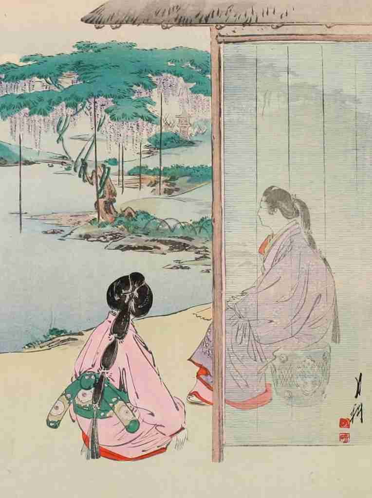 Wisteria blossoms in a Nobles garden Floral Art of Japan 1899 A4 Photo Print