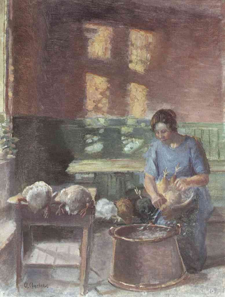 With The Chickens Anna Ancher Impressionism European A4 Photo Print