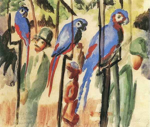 With the Parrots I by August Macke Expressionism A4 Photo Print