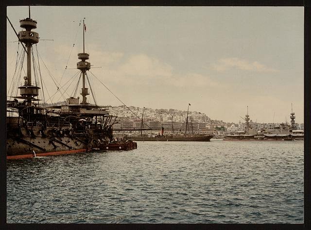 With war ships Algiers Vintage A4 Photo Print