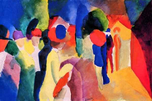 With yellow jacket by August Macke Expressionism A4 Photo Print