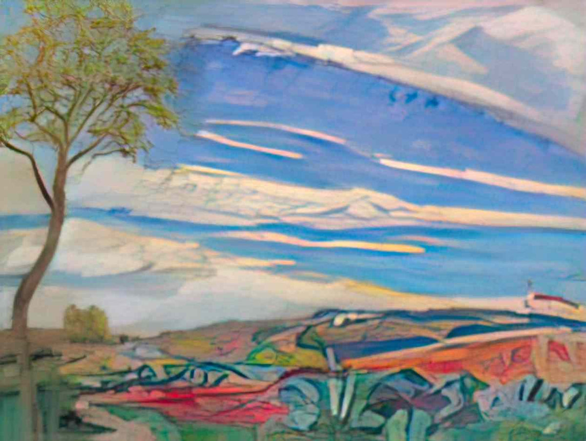 Wojciech Weiss landscape with a red tree Art A4 Photo Print