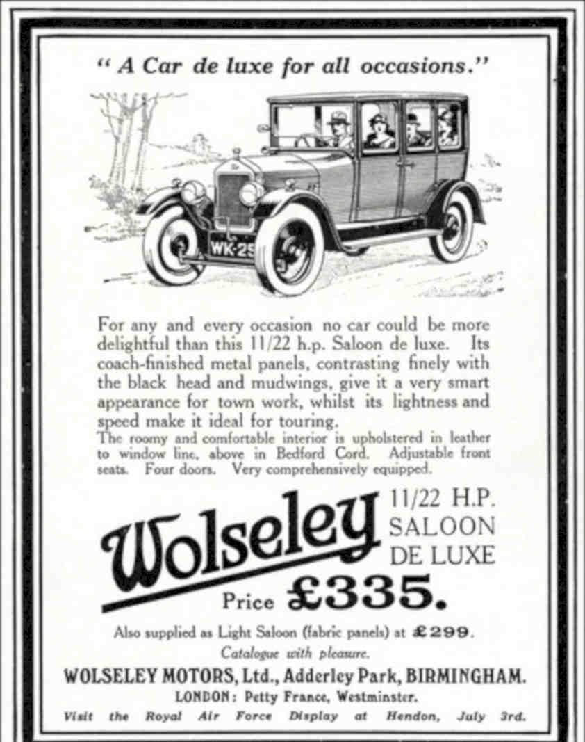 Wolseley 11 22 Vintage Retro Advert Poster A4 Photo Print