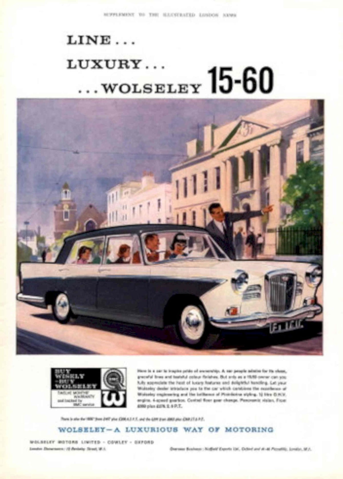 Wolseley 15 60 1950s Vintage Retro Advert Poster