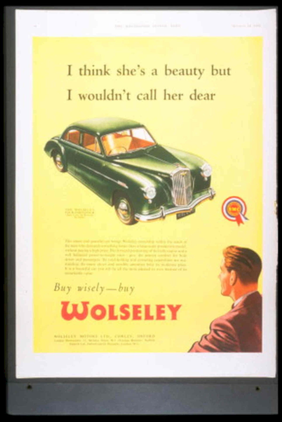 Wolseley Car Beauty 1950s Vintage Retro Advert Poster