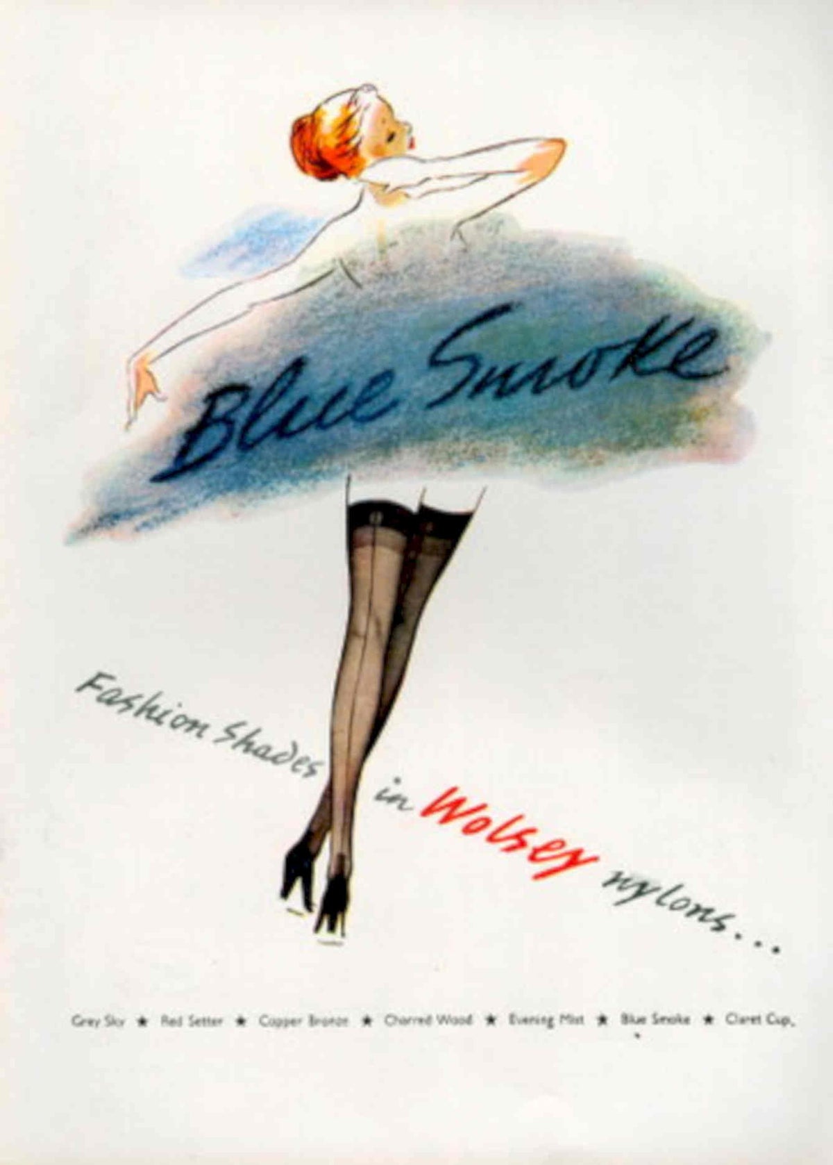 Wolsey Nylons Smoke 1940s Vintage Retro Advert Poster
