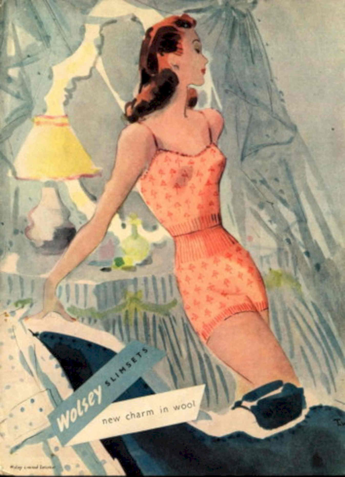 Wolsey Slimsets Woolen 1940s Vintage Retro Advert Poster