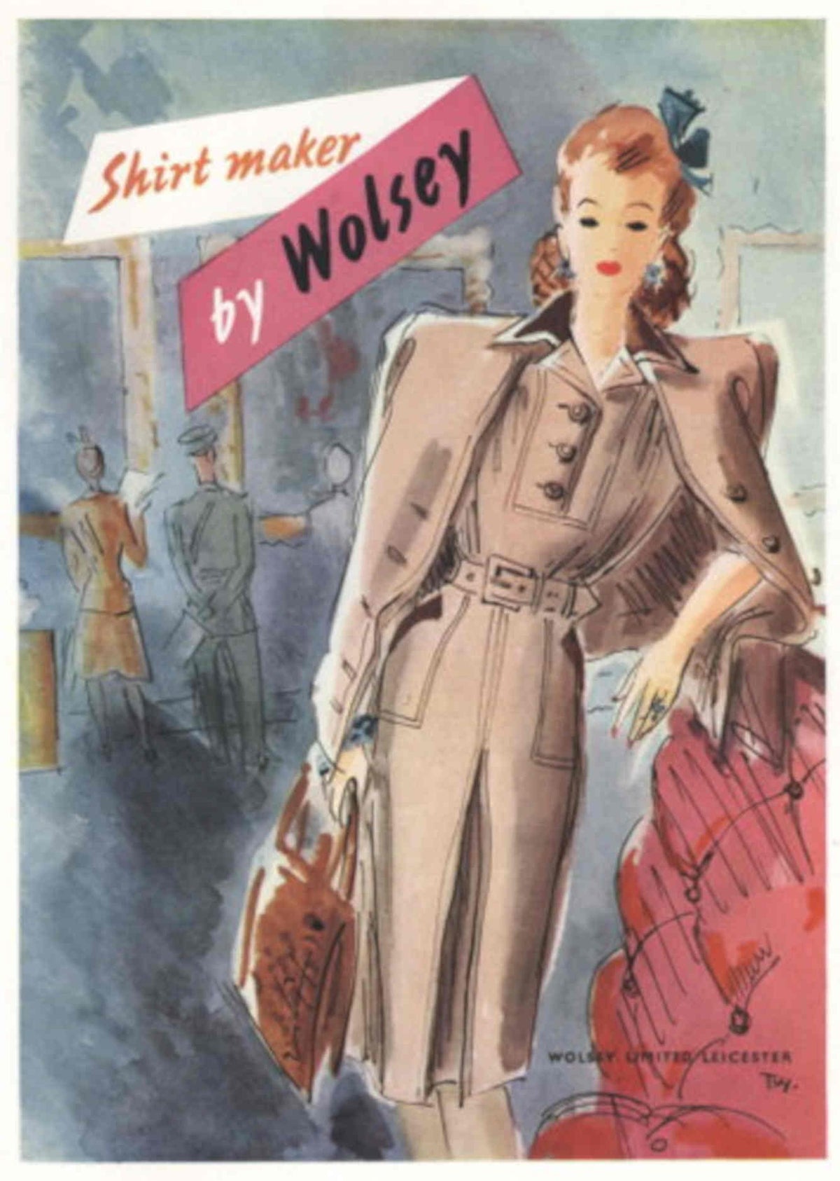 Wolsey Trench Coat 1940s Vintage Retro Advert Poster
