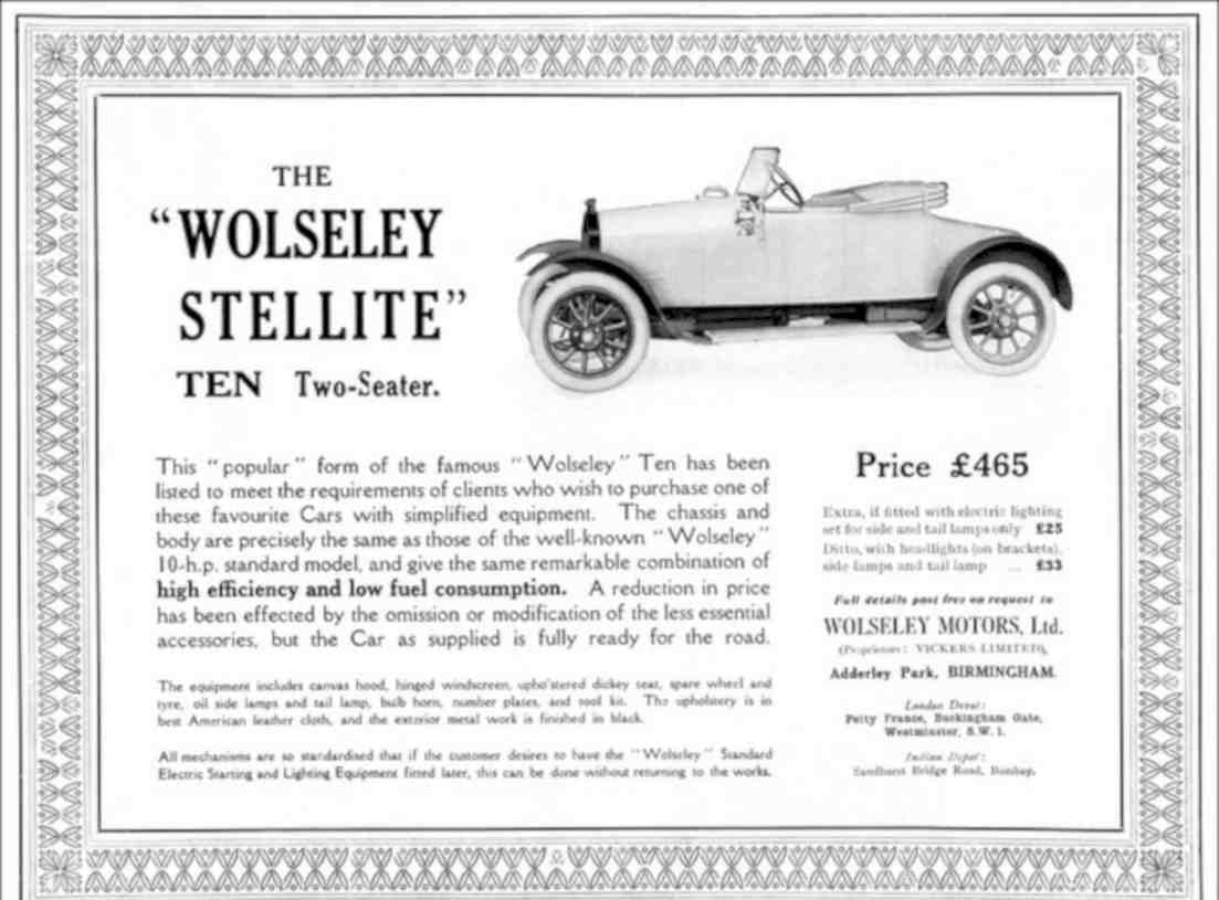 Wolsley Stellite Ten Vintage Retro Advert Poster A4 Photo Print