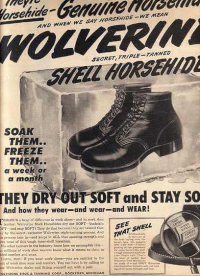 Wolverine Boots Shell Vintage Retro Advert Ads A4 Photo Print