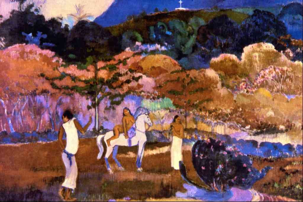 Woman An A White Horse Gauguin Impressionism A4 Photo Print