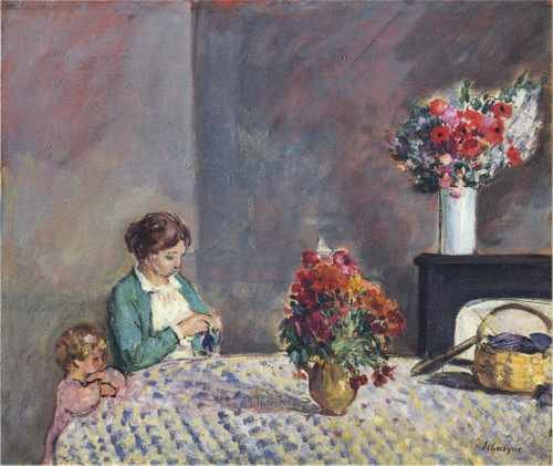Woman And Child Seated At A Table 1914 A4 Photo Print