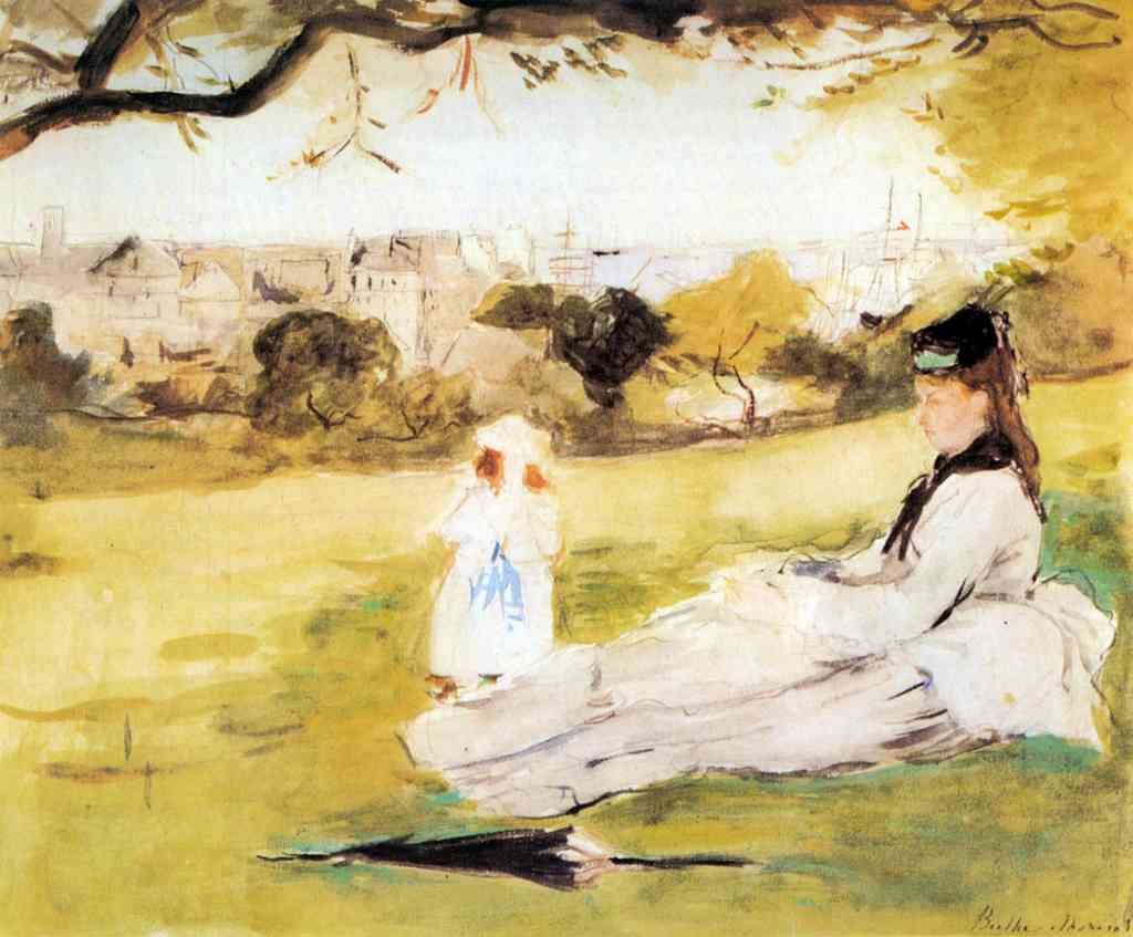 Woman And Child Sitting In A Field Morisot A4 Photo Print