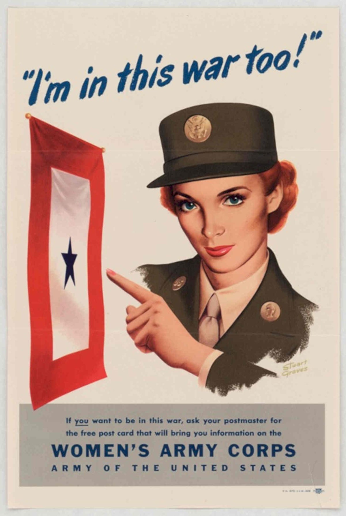 Woman Army Red American World War II Advert Poster