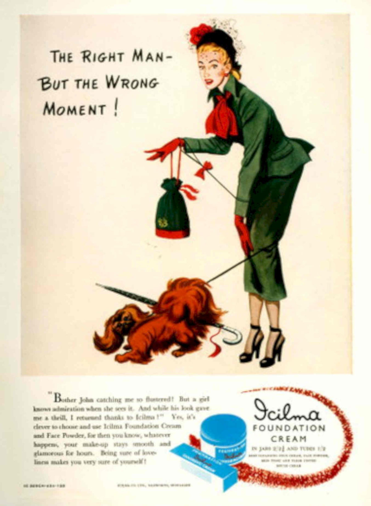 Woman Dog Cream 1940s Vintage Retro Advert Poster