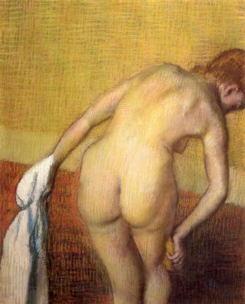 Woman Drying With Towel And Sponge Degas A4 Photo Print