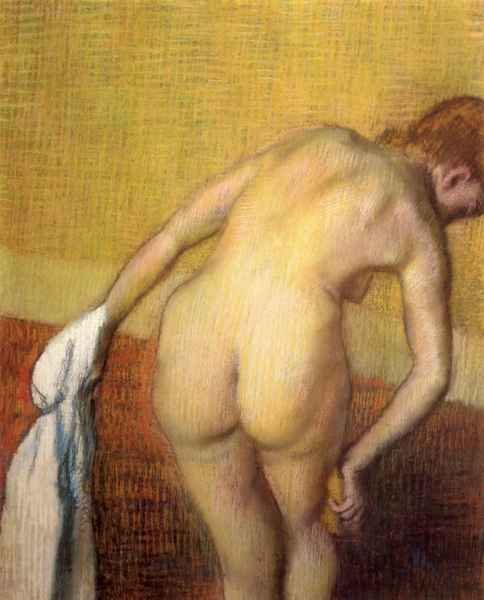 Woman Drying with towel and sponge by Degas A4 Photo Print