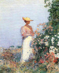 Woman In Garden Hassam Impressionism American A4 Photo Print