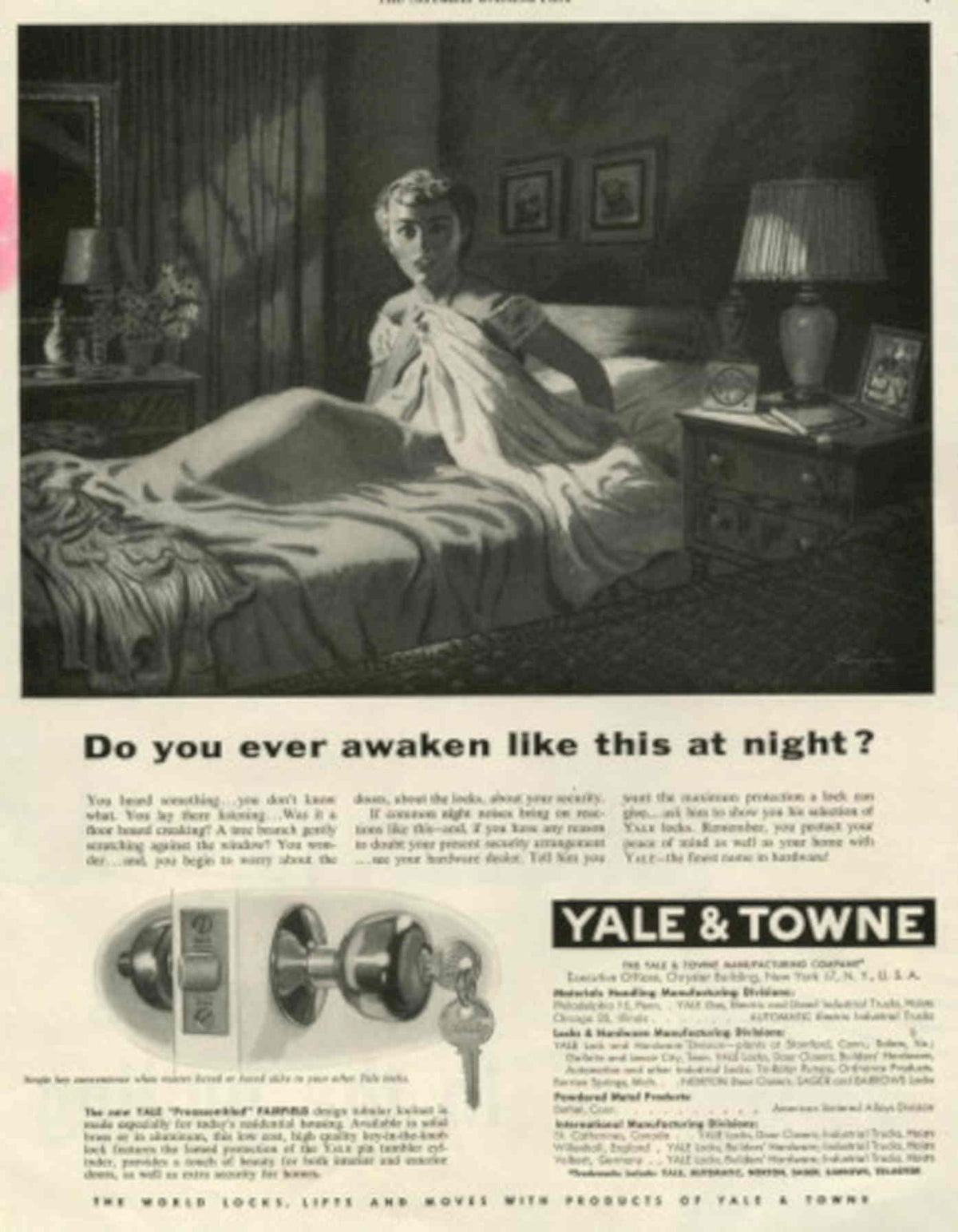 Woman Lock Night 1950s Vintage Retro Advert Poster