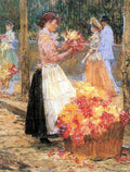 Woman Sells Flowers Hassam Impressionism American A4 Photo Print