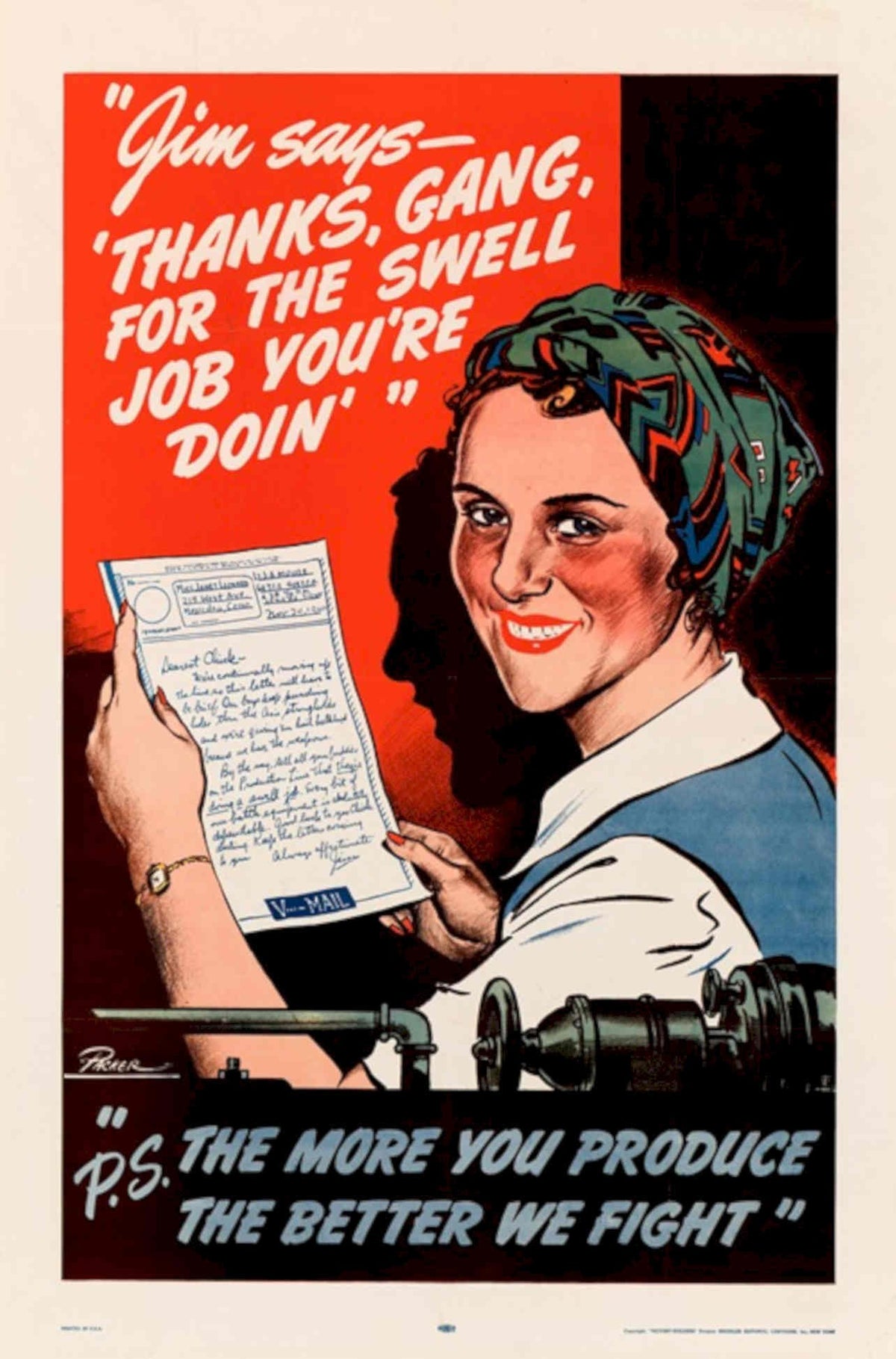 Woman Sorting Machine American World War II Advert Poster