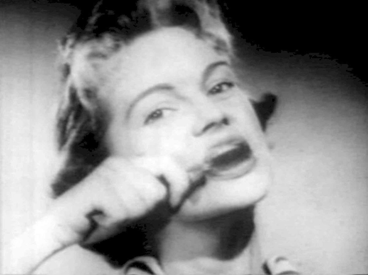 Woman Toothbrush Teeth 1950s Vintage Retro Advert Poster