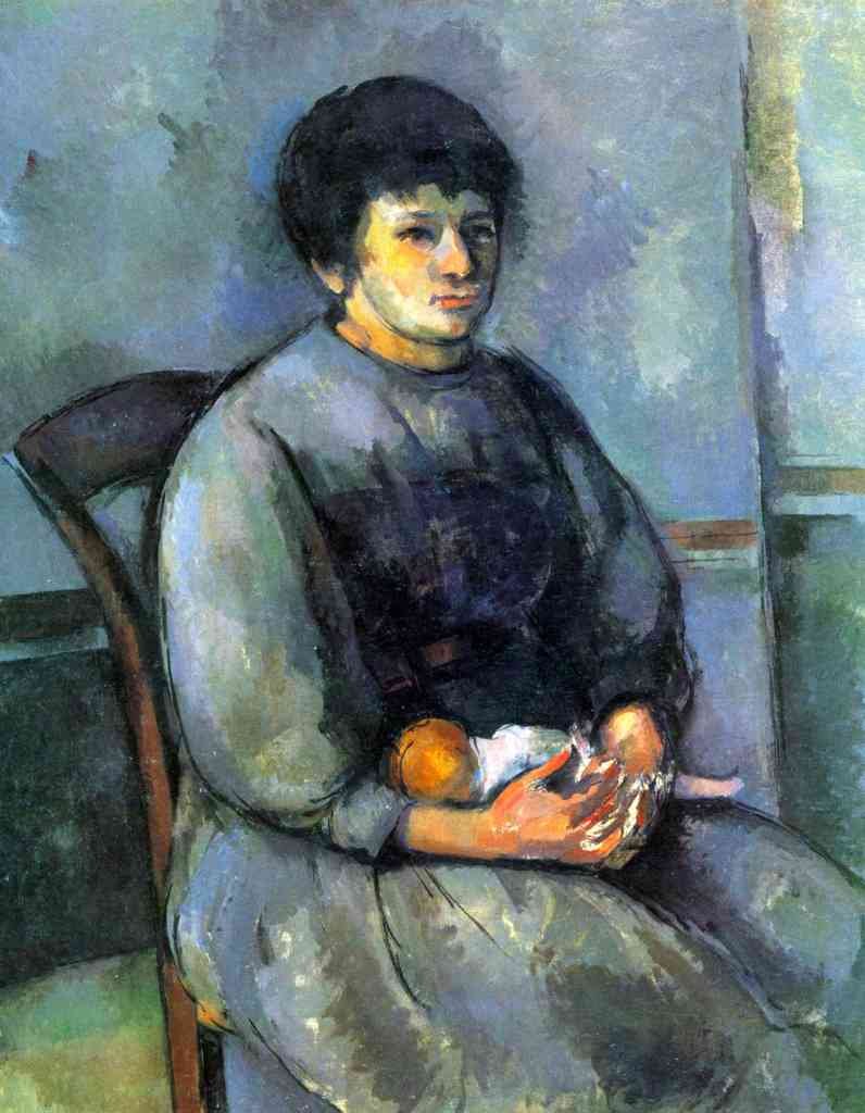 Woman With Doll Cezanne A4 Photo Print